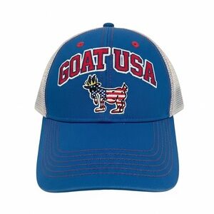 Chuck the GOAT USA Royal Blue Embroidered Freedom Flag OG Trucker Hat Cap GUC